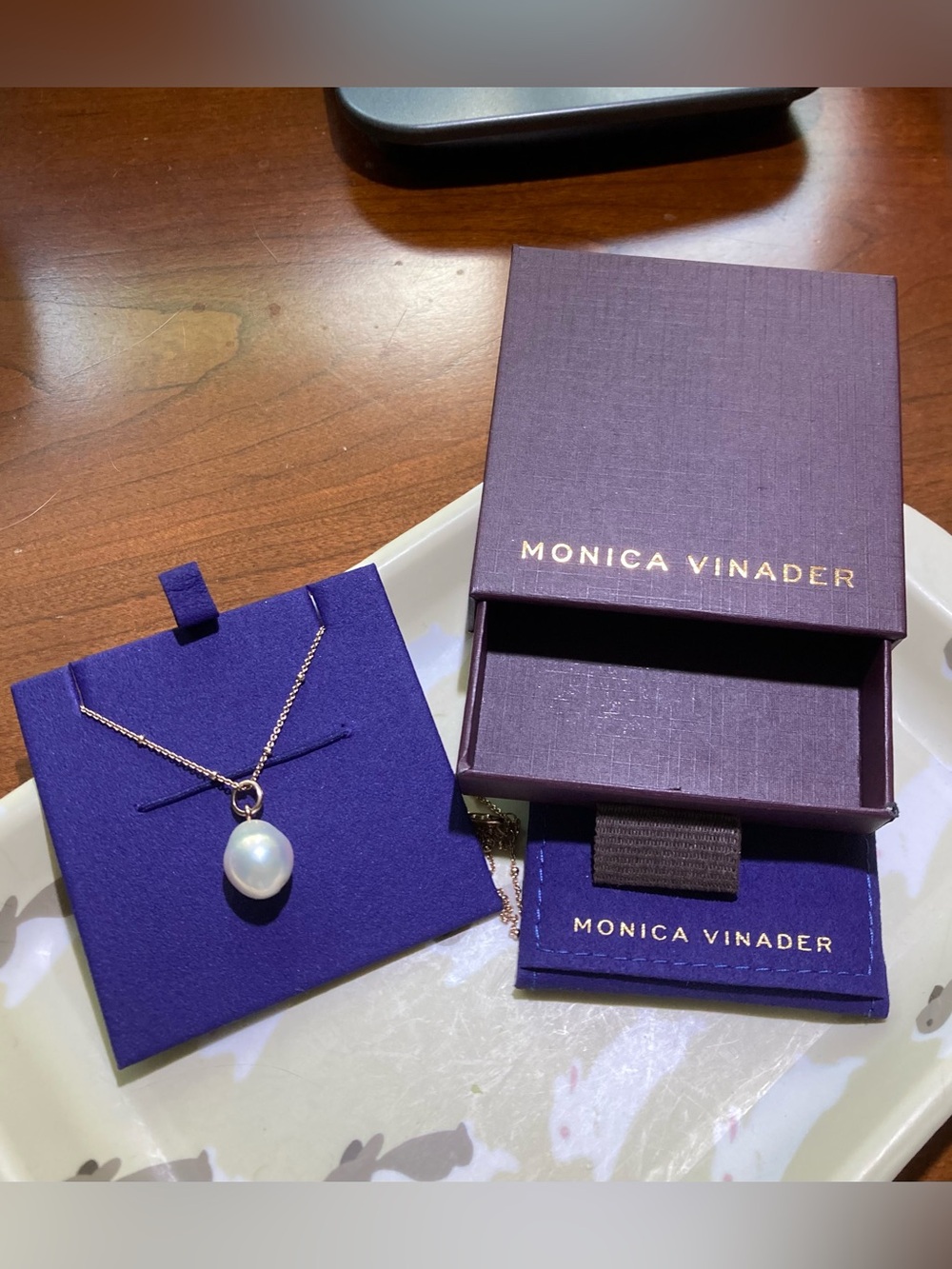Monica Vinader 18k Rose gold vermeil necklace with pearl pendant